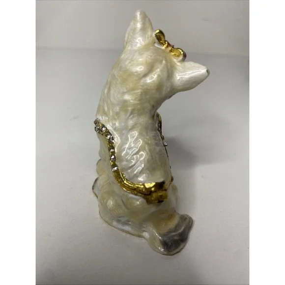West Highland Terrier‎ Dog Jeweled Trinket Box Cloisonné Enameled - Picture 4 of 9